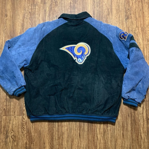 Vintage Leather Bomber Jacket NFL ST LOUIS RAMS Size 2XL - Picture 5 of 11
